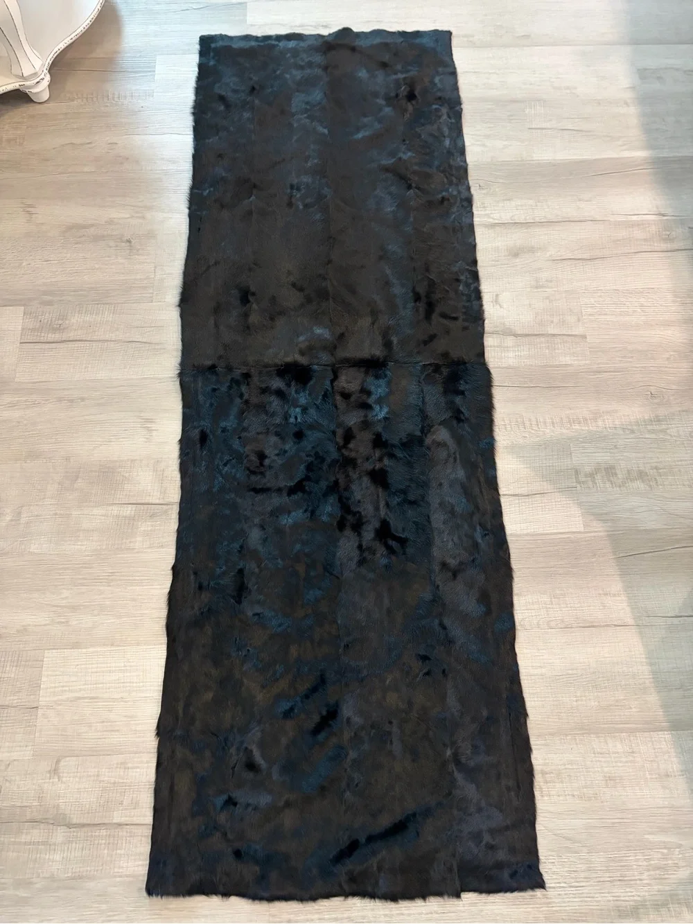 Agnona Rare Unique Black Goat Hair Fur Stole Cashmere & Silk Made in Italy